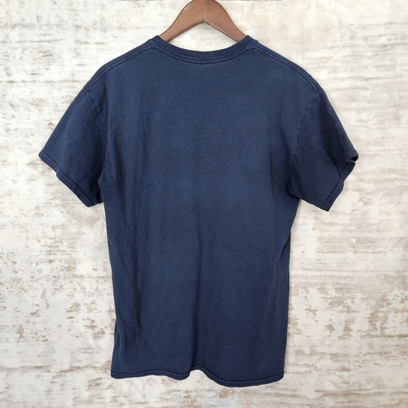 Vintage Wolf Shirt Blue Graphic Tee Short Sleeve Moon Howling Crew Neck Men's M - Picture 7 of 7